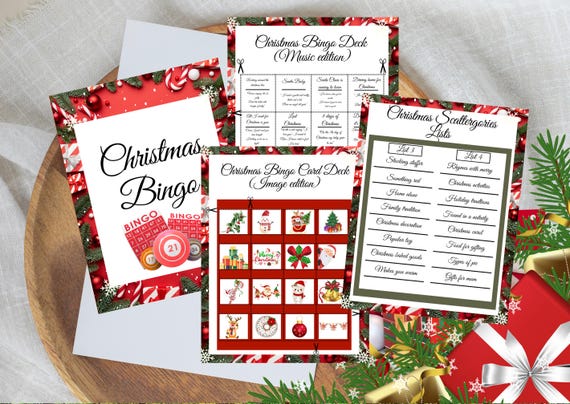 Holiday Bingo Cards, Holiday Scattergories Pack, Printable Party Game, Fun Christmas Game, Xmas Bingo, Family Bingo Game, Adult Bingo Game
