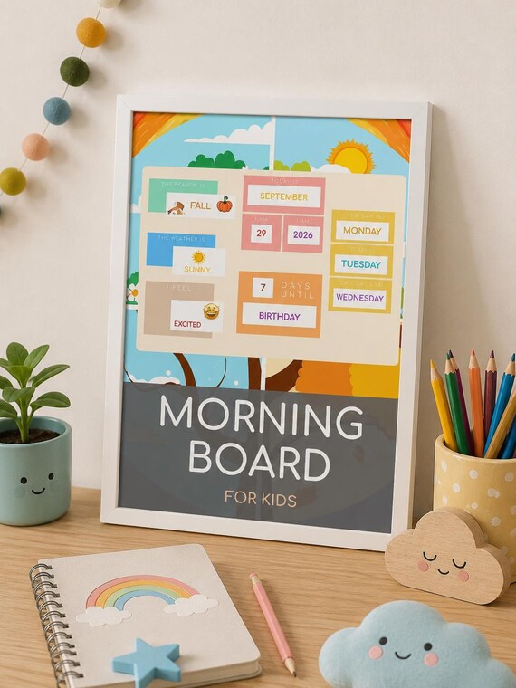 Morning Board Printable For Kids, Explore Days Of The Week, Weather Activity Sheet, Feelings Expression Board, Learning Tool