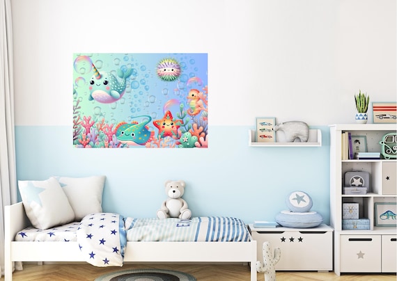 Nursery Wall Art Sealife, Printable Poster, High Quality, Nursery Decor, Ocean Room Decor, Childrens Art, Baby Shower Gift, Kids Room Art
