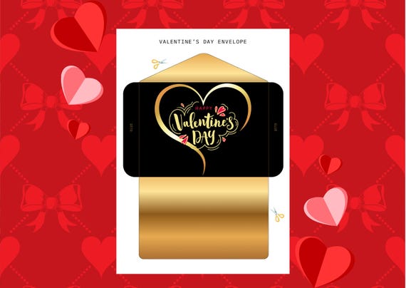 Printable Valentines Envelope, Unique & Trendy Design, Valentine's Gift Envelope, Stationery for Valentine's, DIY Envelope, Love Note Card