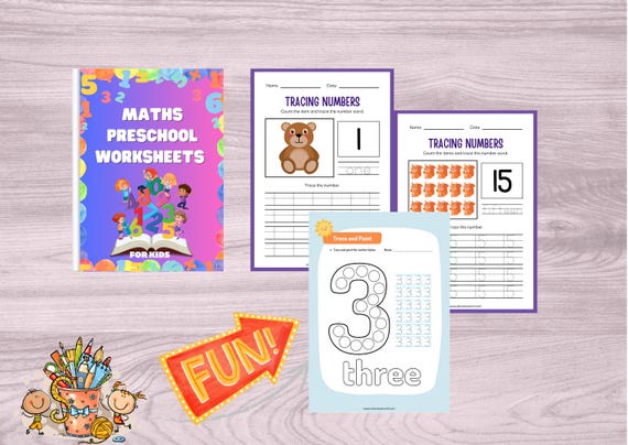 Maths Preschool Worksheets, Early Learning Printables, Math Practice Sheets, Kindergarten Education, Homeschool Resource, Math for Kids