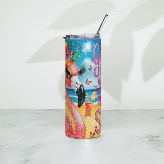 Pink Flamingo Stainless Steel Tumbler, Travel Drink Cup, Insulated Beverage Holder, Flamingo Gift, Eco-Friendly Mug, Drinkware Gift