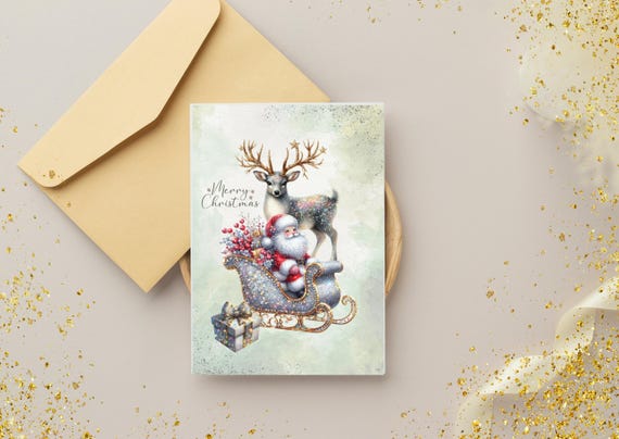 Silver Sparkley Xmas Card, Printable Christmas Card, Holiday Greeting Card, Digital Download, Festive Card, Festive DIY, Xmas Gift