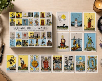 Square Rider Waite Tarot Deck, 78 Cards, Printable Tarotcards, Instant Download, Unique Tarot Set, Fortune Telling, Mystic Gift, Reading Kit