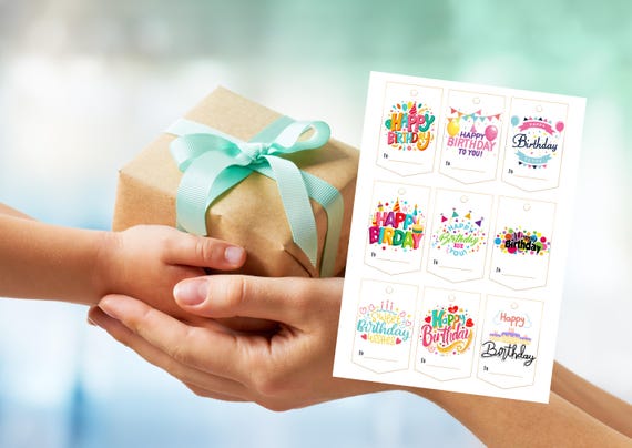 Happy Birthday Gift Tags, Colorful Tags, Party Favor Tags, Birthday Party Supplies, Happy Birthday Tags, Printable Gift Tags, Diy Gift Tags
