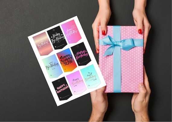 Birthday Present Tag, Colorful Tags, Party Favor Tags, Birthday Party Supplies, Happy Birthday Tags, Printable Gift Tags, Diy Gift Tags