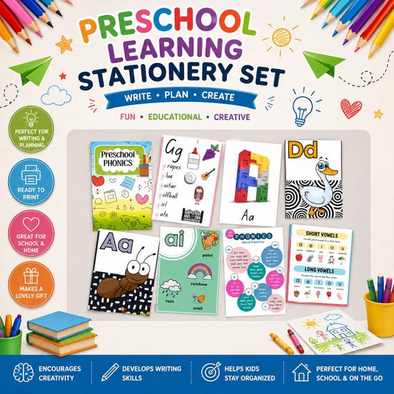 Preschool Phonic Worksheets, Kids Learning Sheets, Kindergarten Education, Pre-K Activities, Early Learning Printables, Kids Learning Pack