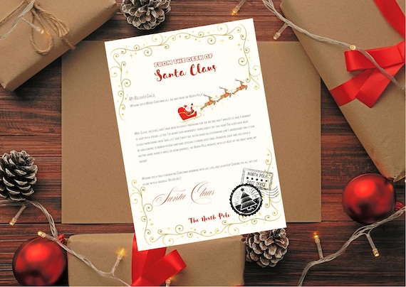 Letter from Santa Claus for Kids, Unique Xmas Gift, Christmas Cheer, Santa Letters, Holiday Keepsake, Special Xmas Surprise, Xmas Surprise