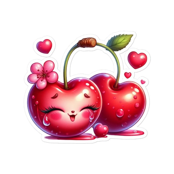 Cute Cherry Bubble-Free Stickers, Vinyl Stickers, Waterproof Decals, Cherry Sticker Set, Laptop Stickers, Cherry Decor, Cherry Craft