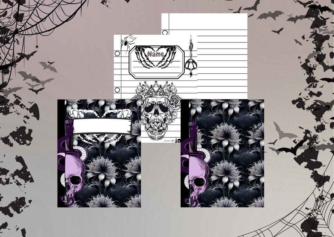 Notepad Template Goth Simple Goth Style Notebook, Printable Pages, Lined Pages, School Supplies ...