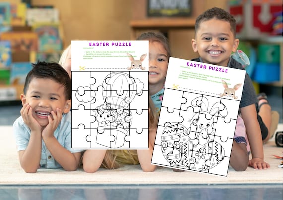 Easter Puzzle to Color In, Printable Easter Puzzle, Easter Activity, Easter Worksheet, Holiday Crafts, Kids Fun, Kids Craft, DIY