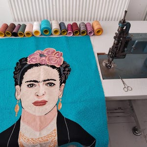Lienzo para colgar en la pared con punto de cadeneta hecho a mano, retrato artístico