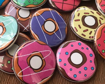 Donuts! Random buttons or magnets 1 inch - good as party favors and gifts