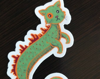 Feline Seahorse - Feahorse - Original Art Die Cut Vinyl Sticker