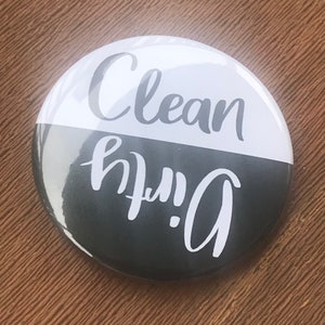Ímã para lava-louças limpo ou sujo – Etiqueta reversível para lava-louças, decoração divertida para cozinha, presente prático para casa, ímã redondo de 1,5 ou 2,25