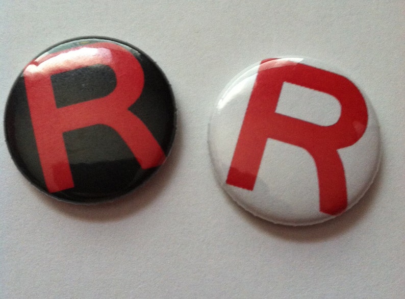 Team Rocket Logo 1 or 1.5 inch button or magnet pick one white or black