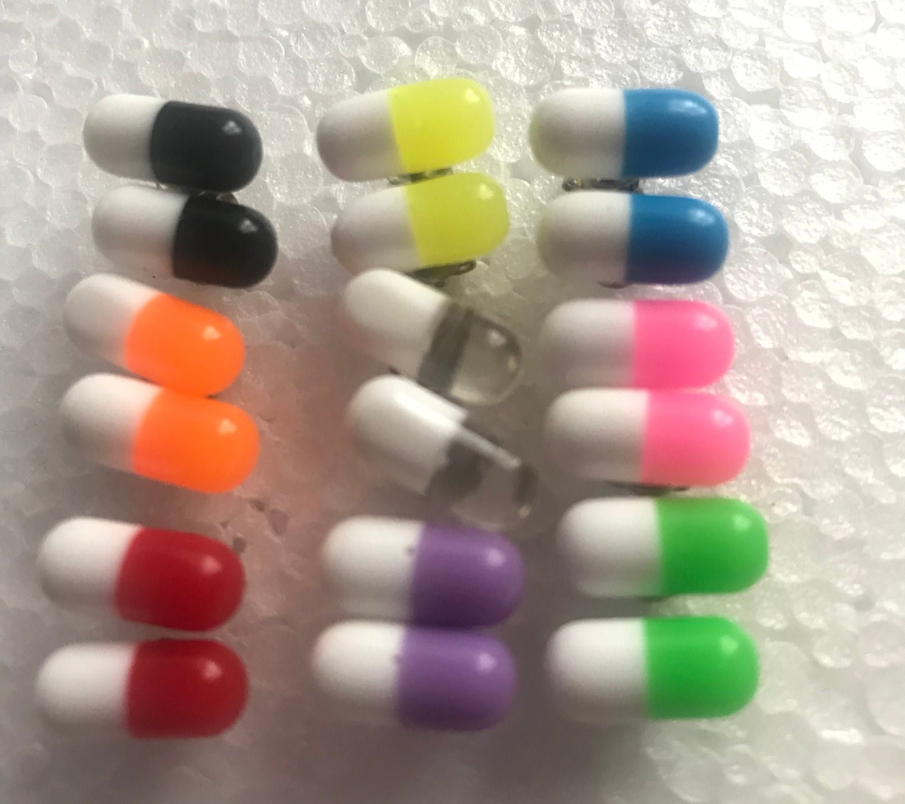 Fake Pill Capsule Earrings Varied Colors You Choose Post Etsy