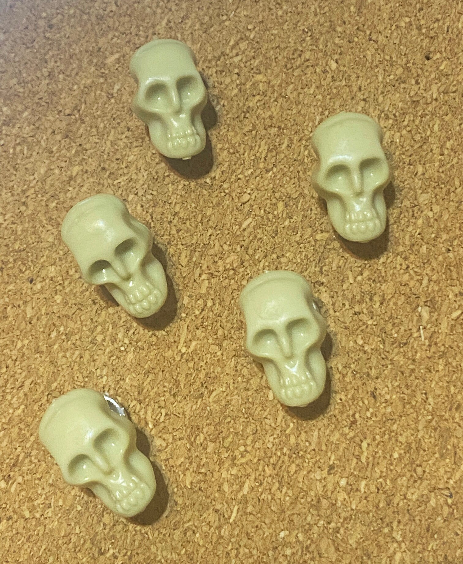 Set of 5 - 15 Skull Skeleton Push Pins, Office Decor, Novelty Thumb Tacks, Dorm Decor, Home, School Supply, Halloween, Goth, Macabre