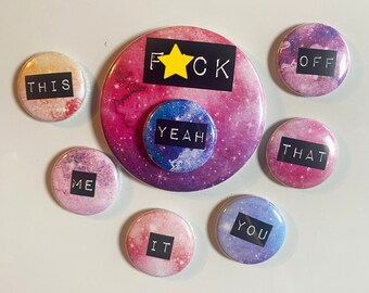 Choose your own F*cking Adventure Magnet Set - Watercolor Galaxy Colors - 8pc magnet set w tin case, great for gifts, office, kitchen decor
