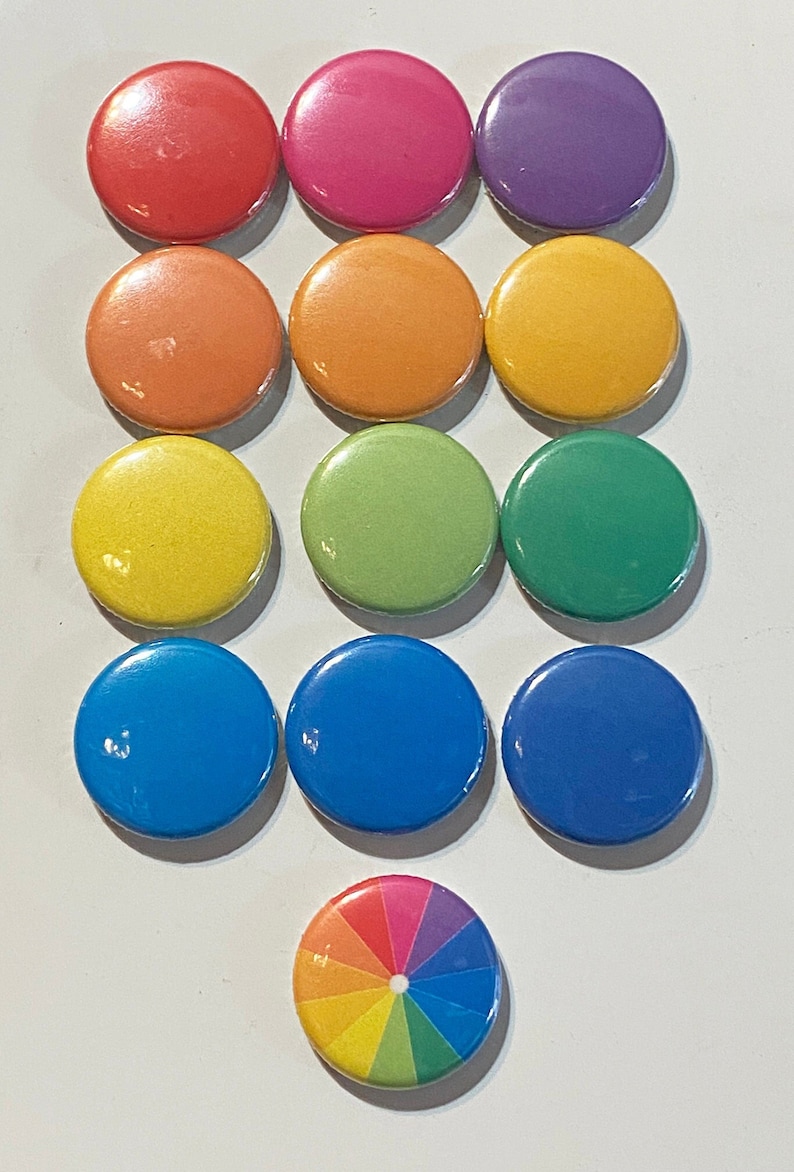 Set of 13, 1 Inch Magnets, Color Wheel, Each Color Plus Wheel, Fridge ...