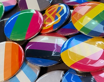 Pride Flag Pocket Mirrors, 2.25", Rainbow Pride Flag, LGBTQ+, Many Varieties, Asexual, Poly, Trans, Bisexual, Gay and Lesbian, Bulk