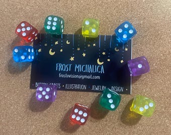 Set of 10 Colored Dice Push Pins, Office Decor, Novelty Thumb Tacks, Dorm Decor, Home, School Supply, Die, Dice, Cute, Nerd Decor, Gaming