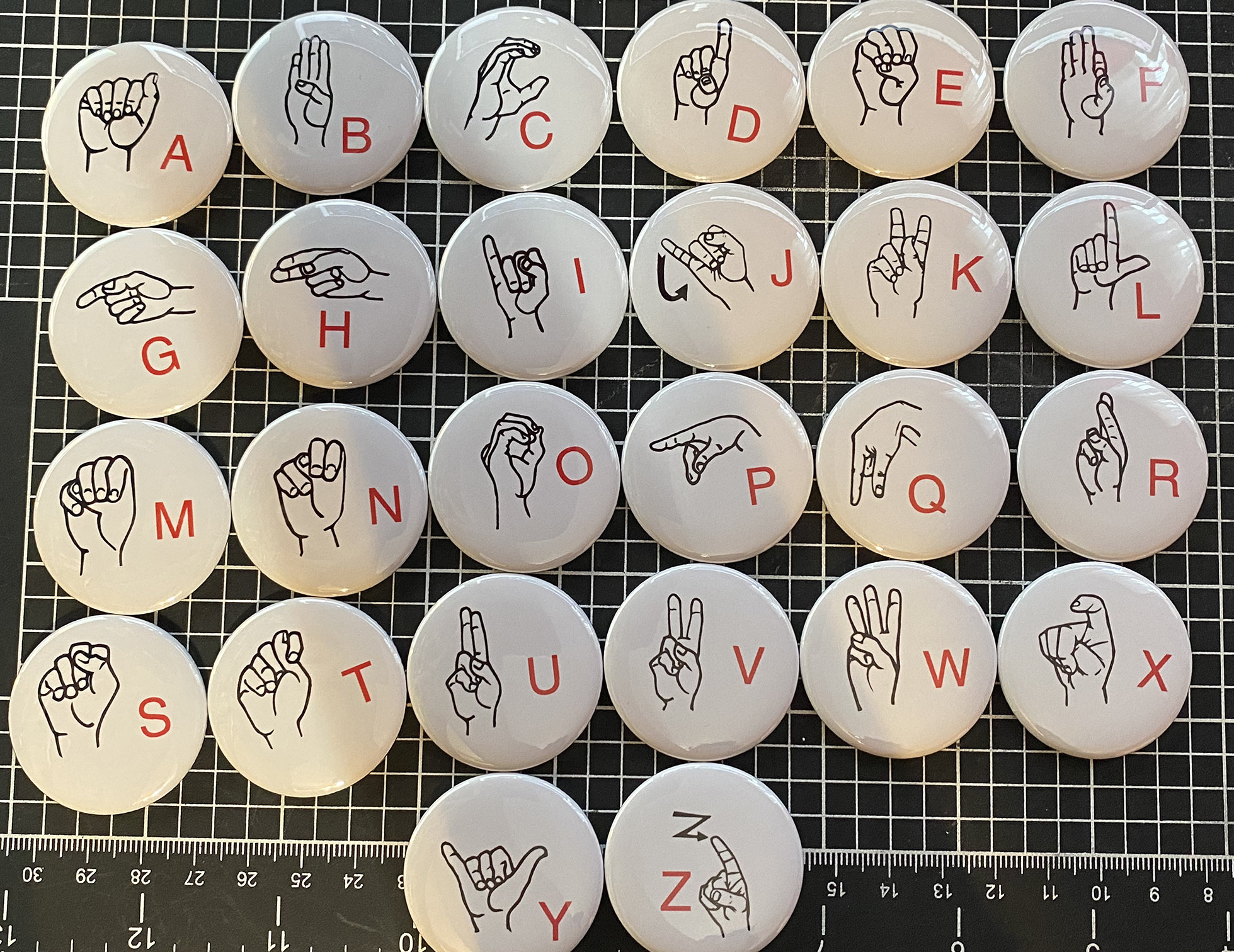ASL Abcs - Alphabet - 1.5 Inch Buttons or Magnets - Full Alphabet ...