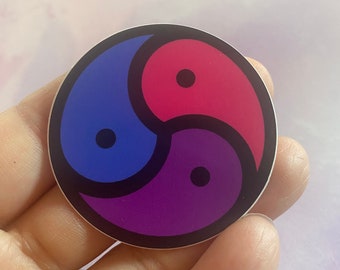 2 inch round sticker bdsm triskelion, bisexual flag, queer pride, lgbtq, Die cut vinyl sticker