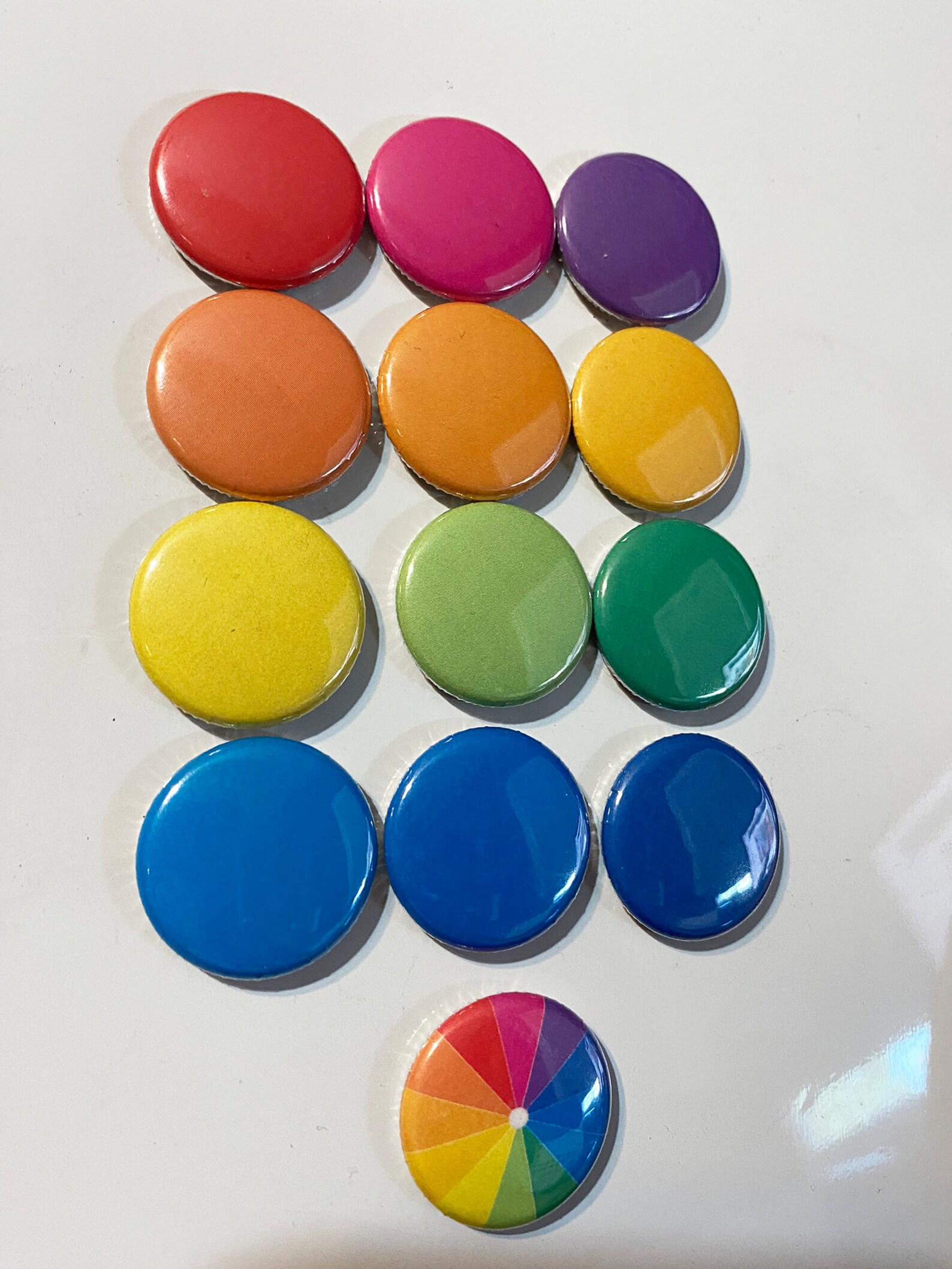 Set of 13, 1 Inch Magnets, Color Wheel, Each Color Plus Wheel, Fridge ...