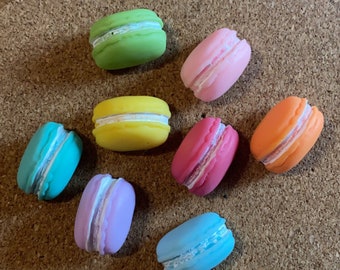 Set of 8 Colored Macaroon Push Pins, Office Decor, Novelty Thumb Tacks, Dorm Decor, Home, School Supply, Cute, Food Decor, Bakery, Cooking