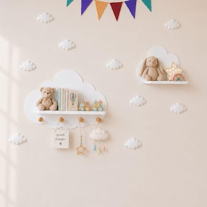 Cloud Nursery Shelf Set: Wooden Kids Room Decor