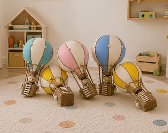 Hot Air Balloon Centerpiece | Hanging And Standing Baby Shower Decor | Nursery Mobile | Baby Gift