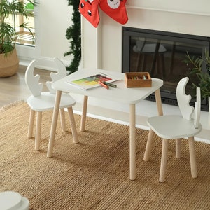 Montessori Kids Table and Chair Set: Wooden Activity Furniture