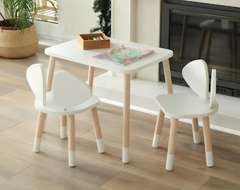 Montessori Kids Table and Chair Set: Wooden Activity Furniture