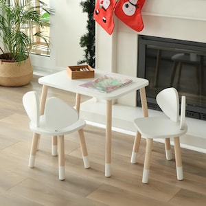 Montessori Kids Table and Chair Set: Wooden Activity Furniture
