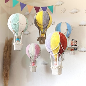 Knitted Hot Air Balloon: Baby Nursery Mobile Decor
