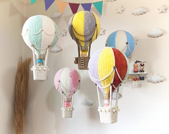 Knitted Hot Air Balloon | Baby Mobile | Nursery Decor | Baby Shower Centerpiece | Hanging And Standing