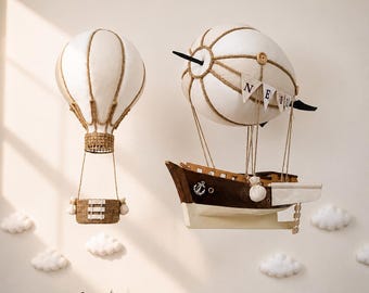 Custom Hot Air Balloon And Airship Whimsical Nursery Decor | Baby Mobile | Personalized Baby Gift