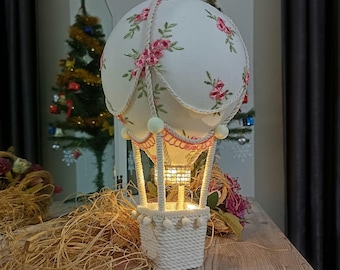Decoración con globo aerostático / Móvil para bebé / Centro de mesa para baby shower / Globo aerostático colgante y de pie