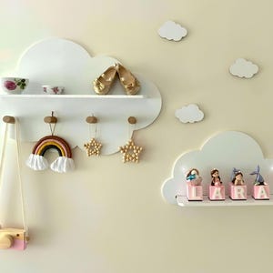 Cloud Nursery Shelf Set: Wooden Kids Room Decor