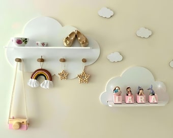 Cloud Nursery Shelf Set: Wooden Kids Room Decor