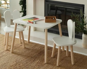 Kids Table and Chair Set | Kids Activity Table | Kids Furniture | Bunny Chairs | Gift For Kids