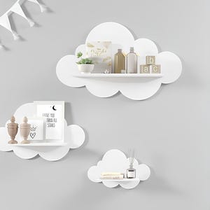 Cloud Wall Shelf Set: Wooden Nursery Decor, Kids Room Shelves