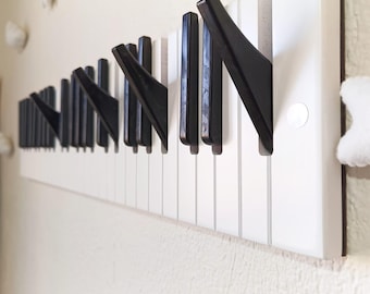 Wooden Piano Key Wall Hanger | Piano Coat Rack | Nursery Decor | Entryway Hooks