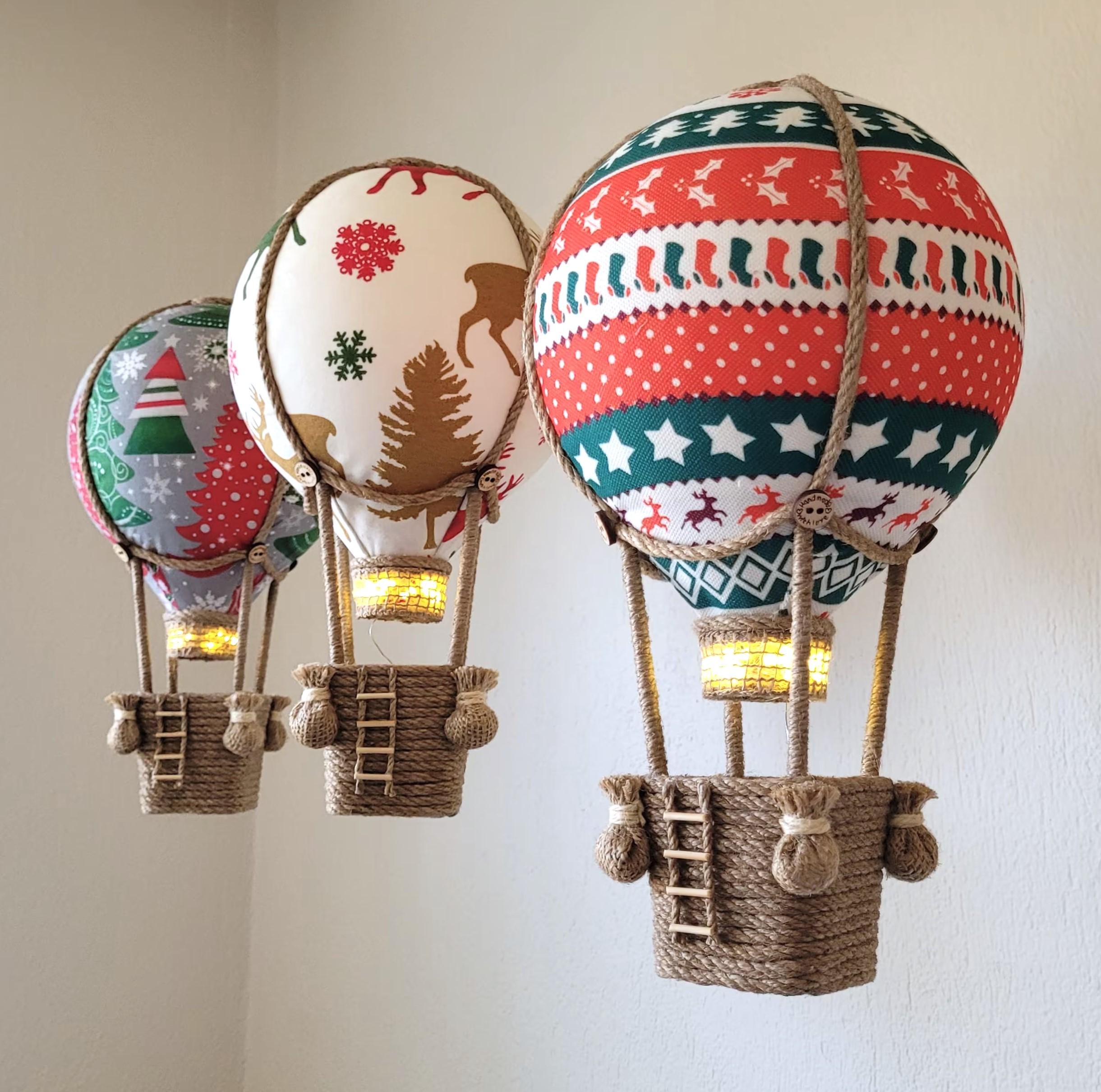 Handmade Christmas Hot Air Balloon Decor: LED Velvet Ornament - Etsy