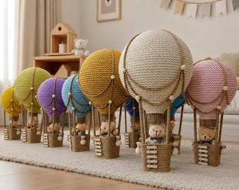 Hot Air Balloon Nursery Decor With Teddy Bear | Nursery Light | Baby Mobile | BabyShower Gift