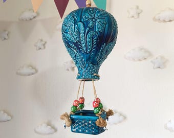 Hot Air Balloon Decoration | Ceramic Balloon | Hanging Home Mobile | Nursery Decor | Gift For Baby