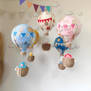 Hot Air Balloon Decoration | Nursery Decor | Custom Name Air Balloon | Baby Mobile | Gift For Kids | Baby Shower Gift | Nursery Mobile