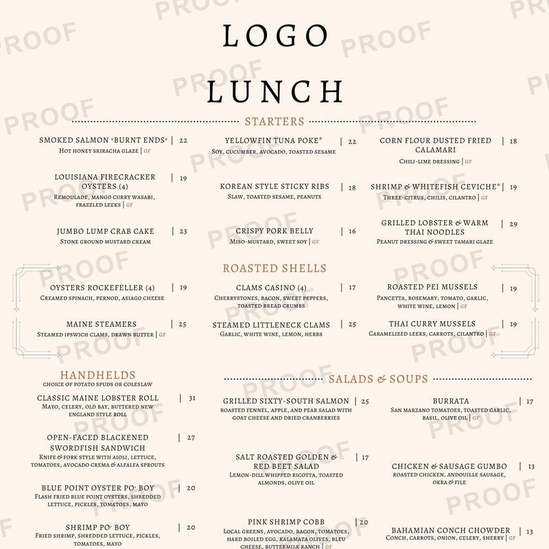 11x17 Menu Template Etsy 11x17 Menu Template Etsy