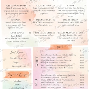 Szablon Canva dla menu restauracji w pastelowych kolorach. Kolacja i bar. 8,5 x 14 cali.